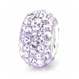 Bella Fascini Lavender Purple Swarovski Crystal Element Pave Sterling Silver Bead Charm
