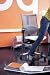 HAG H09 Inspiration, Mesh w/ Leather Trim, Mid Back Chair w/ Arms (Black Fabric)