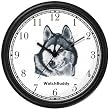 Husky Siberian Dog Wall Clock by WatchBuddy Timepieces (Black Frame)