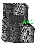 A Set of 4 Universal Fit Animal Print Carpet Floor Mats for Cars / Truck - Snow Leopard