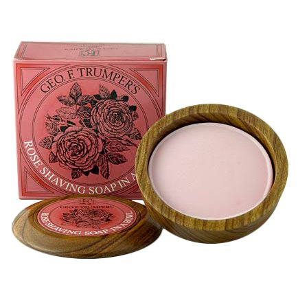 Geo f. Trumper Rose Hard Shaving Soap Wooden Bowl