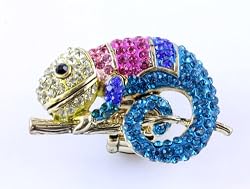 Wild Lizard Colorful Chameleon Crystal Stone Cocktail Ring