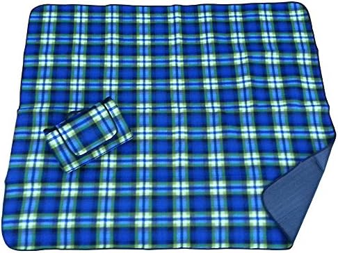 Classic Fleece Outdoor Picnic, Beach and Camp Blanket, Foldable Into a Tote, Great for Baby, Travel, Camping, with Waterproof Padded Backing