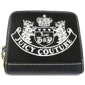 Juicy Couture Black Mad Money French Zip Around Terry Wallet
