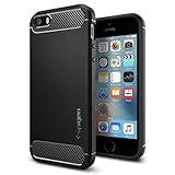 【Spigen】 iPhone SE ケース, ラギッド・アーマー [ 米軍MIL規格取得 落下 衝撃 吸収 ] アイフォン se / 5s / 5 用 TPU カバー (ブラック)