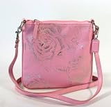 Coach Jewel Floral Leather Swingpack Crossbody Messenger Bag Purse Pink Multi