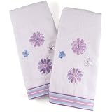 Purple Cotton Hand Towel with Stripe Accents, Set of 2