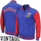 NCAA Kansas Jayhawks Royal Blue-Crimson Retro Letterman Full Zip Fleece Jacket (X-Large)