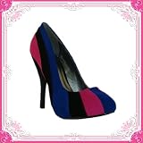 Women's Qupid Black Velvet Multi Color Classic High Heel Stiletto Pumps (Tizzy11)