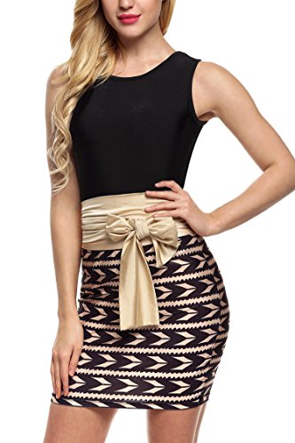 Zeagoo Women Sexy Sleeveless Tank Tops + Print High Waist Pencil Skirt