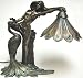 Art Nouveau Nude Figural Peacock Table Lamp Accent
