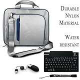 Blue Silver Travel Smart Carrying Case with Optional Adjustable Shoulder Strap // Airport Check-Point-Friendly // For Acer Aspire One 533 Netbook Notebook 10.1 Inch Screen + Includes a Accessory Pack Of Slim Wireless Bluetooth Keyboard with USB Mini Mouse