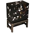 Handmade Asian Furniture - Black Lacquer Three-Drawer 26" Plum Blossom End Table / Storage Chest