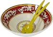 Set of Le Cadeaux Triple Weight Melamine 12 inch diameter Salad or Serving Bowl with Serving Utensils