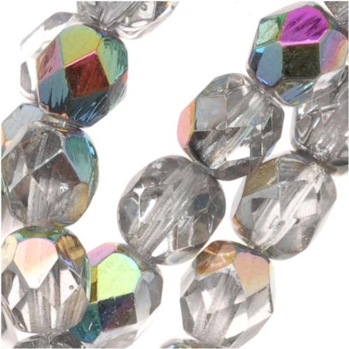 Czech Fire Polish Glass Beads 6mm Round Crystal 