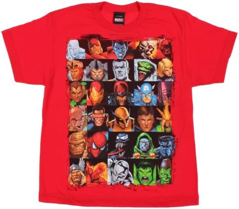 Marvel Comics Head Strong Boys Shirt, Red (Large 14/16)