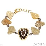 LEADERLINE Made in Italy Attractive Brand New Bracelet With 16.60ctw Genuine Natural Fancy Brown Super Clean Diamonds and Topaz in 18K Two tone Gold and Beige Ivory. Total item weight 27.5g Length 8.5in