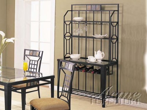 Baker's Rack Stone with Black Metal Frame On Sale