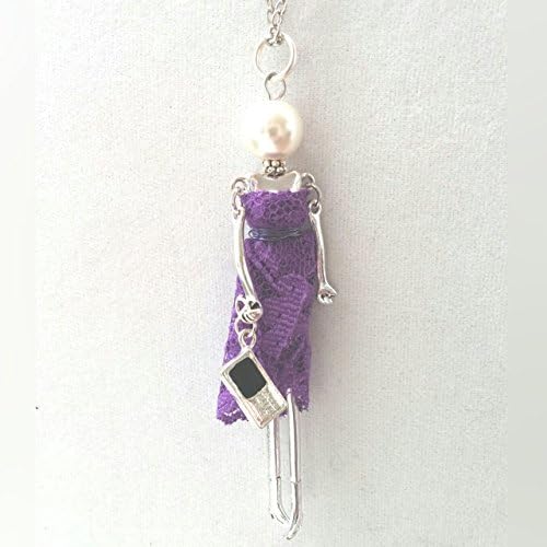 01 Jessica the Phone Obsessed Tiny Doll Necklace - Unique Statement Jewelry - Gift for Her