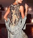 HEINE SEXY ELEGANTES SPITZEN-ABEND-KLEID VERZIERT ZEBRA-LOOK SCHWARZ/GOLD 44 NEU