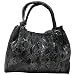 Embassy&trade; Large Black Genuine Leather Handbag with Snakeskin Embossing