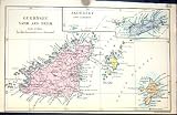 スタンフォード骨董品の地図1885のチャネル諸島のガーンジーSarkのハーム島のAlderneyの小箱 ハーム