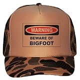 BEWARE OF THE BIGFOOT Adult Brown Camo Mesh Back Hat / Baseball Cap