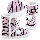 Pink Zebra Bootie Slippers for Women