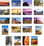AMERICA THE BEAUTIFUL postcard set of 20. Post card variety pack depicting United States travel sites and American theme postcards. Made in USA.