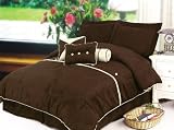 Review KingLinen  / 7Pcs Full Chocolate Oxford Micro Suede Duvet Set