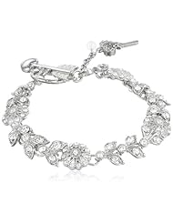 Betsey Johnson "Stone & Pearl" Crystal Flower Toggle Bracelet, 7.5"