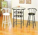 3 pc Black finish metal bar table set with wine rack