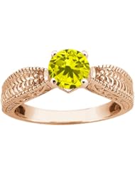 0.80 Ct Round Canary SI1/SI2 Diamond 18K Rose Gold Ring