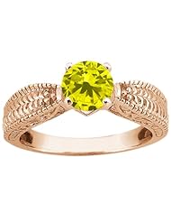 0.80 Ct Round Canary SI1/SI2 Diamond 18K Rose Gold Ring