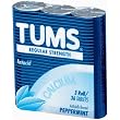 Tums chewable peppermint tablets, antacid with calcium 3-roll pack - 12 ea