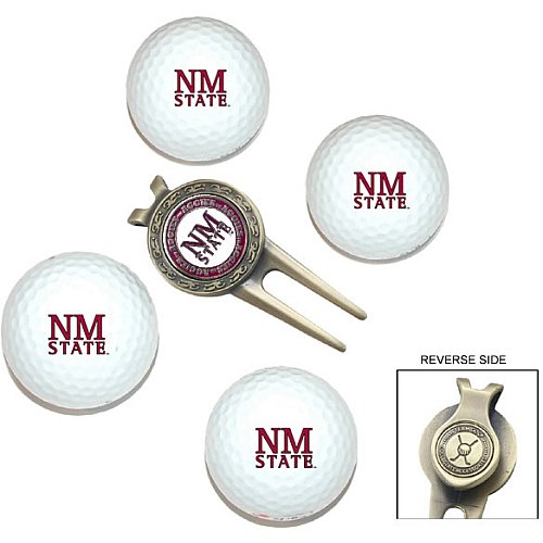 New Mexico Lobos Pack Of 4 Golf Balls And Divet Tool Gift Set From Team Golf
