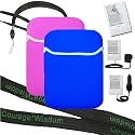 5 in 1 Bundle for Amazon Kindle Includes: Blue/Pink Reversible Carrying Case, Car Charger, Travel Charger, Courage*Wisdom Neck Strap, and Screen Guard