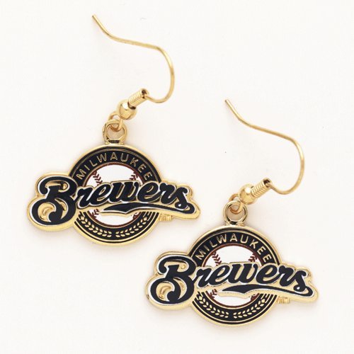 Milwaukee Brewers Logo Dangle Earrings (Gold-tone)