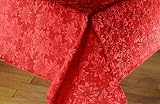 Bright Red Christmas Poinsettia Damask Table Cloth - Size: 60