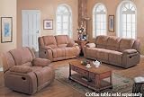 3pc Recliner Loveseat Sofa Set Sand Microfiber