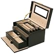Jewelry Box Genuine Leather Black Large Plus Travel Case Tech Swiss