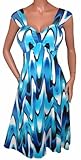 FUNFASH BLUE WHITE SLIMMING EMPIRE WAIST CRUISE COCKTAIL DRESS Plus Size 1X XL 16 Made in USA