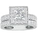1 1/2ct Princess Diamond Bridal Set in 14k White Gold