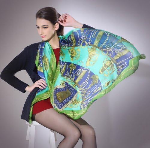 Maykas Stylish Women 100% Silk Elegent Square Scarf Pashmina Shawl Wrap Scarves