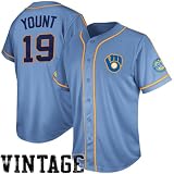 MLB Majestic Robin Yount Milwaukee Brewers #19 Cooperstown Collection Traditional Player Jersey - Light Blue (Large)