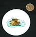 3 button / pin printed with international, pagoda, asian