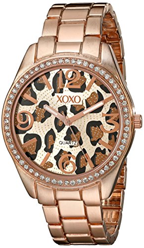 XOXO Women's XO5638 Rose Gold-Tone Leopard Dial Dress Watch