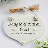 Bride and Groom Wedding Day Wooden Heart Gift Plaque