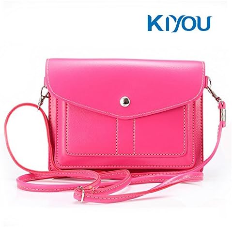 Trendy Leather Cross Body Bag KIYOU Multi-purpose Cell Phone Bag Case with Shoulder Strap Card Slot Soft PU Pouch Carry Small Purse for iPhone 6/6s Plus Samsung s6/s6 edge/Note5/s7 (Pink)