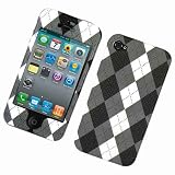 Discount Black Gary Plaid Check Fabric Leather Snap on Hard Skin Shell Protector Cover Case for Apple Iphone 4 4g   Premium Lcd Screen Guard   in Blister Retail Package